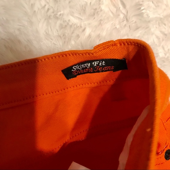 BRIGHT ORANGE DINAMIT SKINNY JEANS SIZE 11/12 - Picture 4 of 7